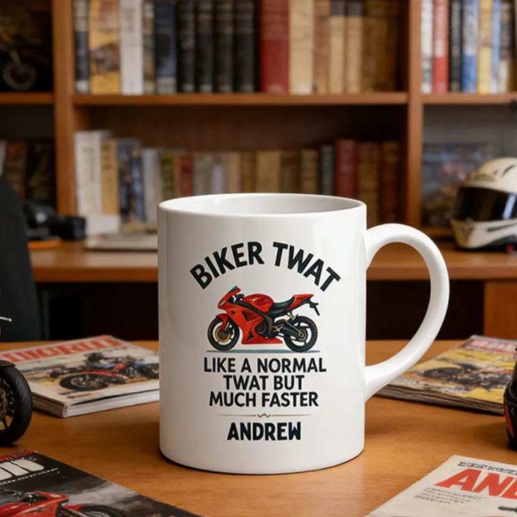 Personalized Biker Twat Mug Custom Name Gift for Biker and Motorcycle Fans