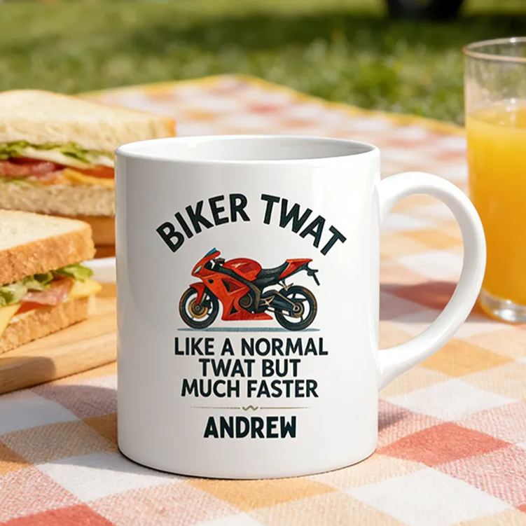 Personalized Biker Twat Mug Custom Name Gift for Biker and Motorcycle Fans
