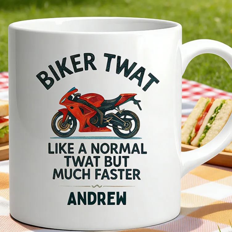 Personalized Biker Twat Mug Custom Name Gift for Biker and Motorcycle Fans