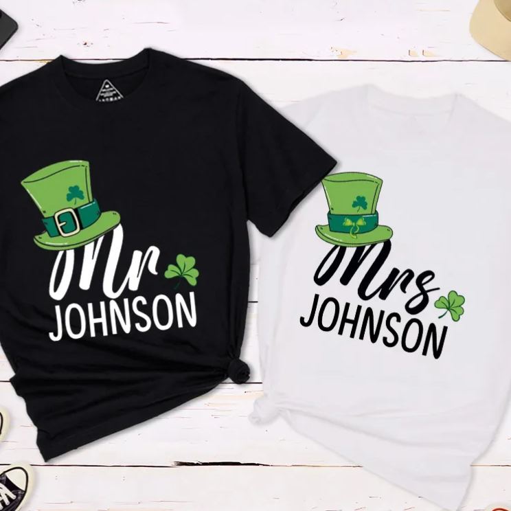 Personalized St. Patrick's Day Mr and Mrs Matching Classic T-Shirt 