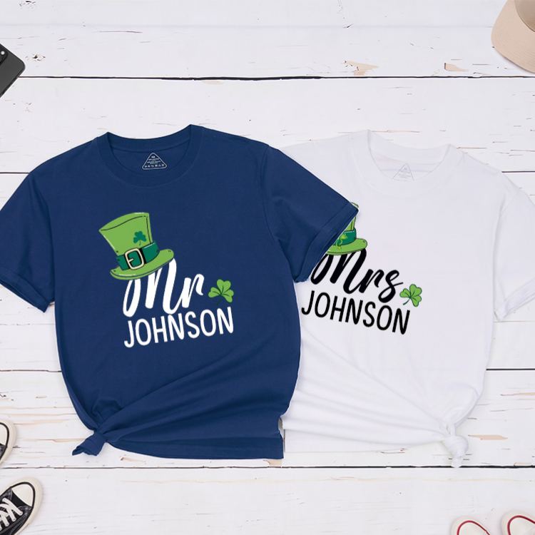 Personalized St. Patrick's Day Mr and Mrs Matching Classic T-Shirt 
