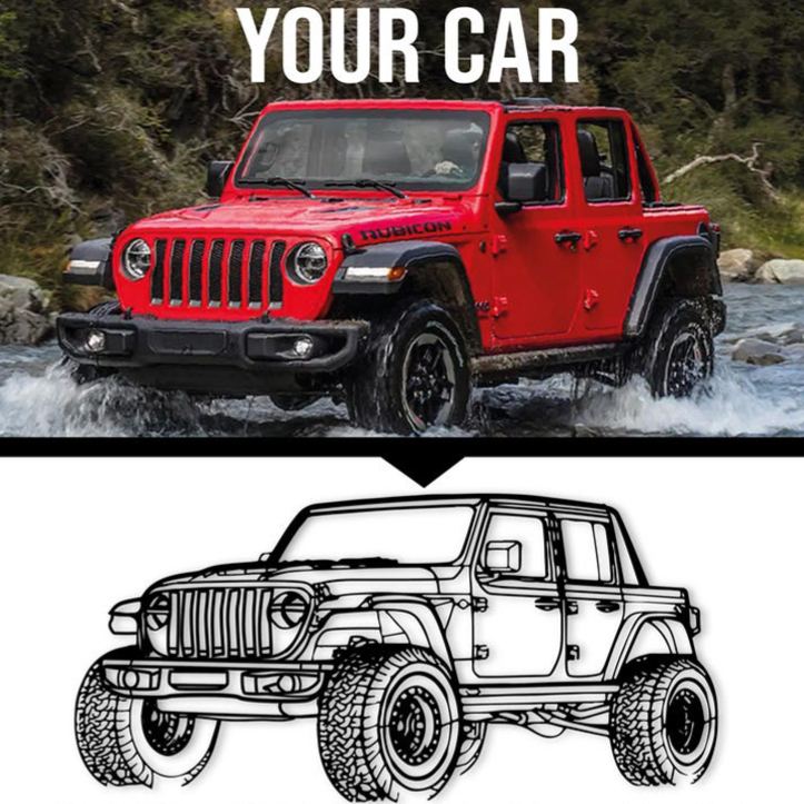 Personalized Car Gifts Custom Car Metal Wall Art Angle View Garage Sign Custom Vehicle Outline Decor for Car Lovers