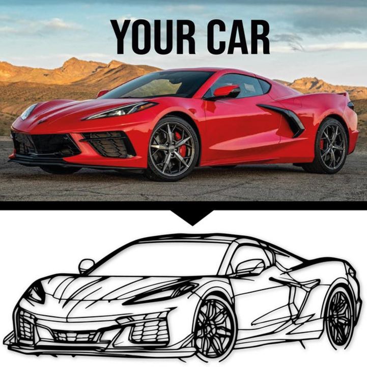 Personalized Car Gifts Custom Car Metal Wall Art Angle View Garage Sign Custom Vehicle Outline Decor for Car Lovers