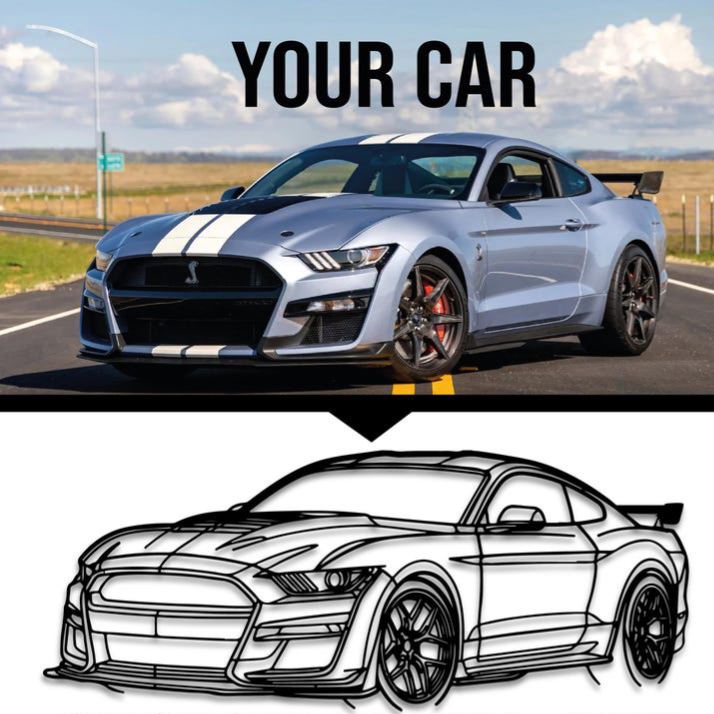 Personalized Car Gifts Custom Car Metal Wall Art Angle View Garage Sign Custom Vehicle Outline Decor for Car Lovers
