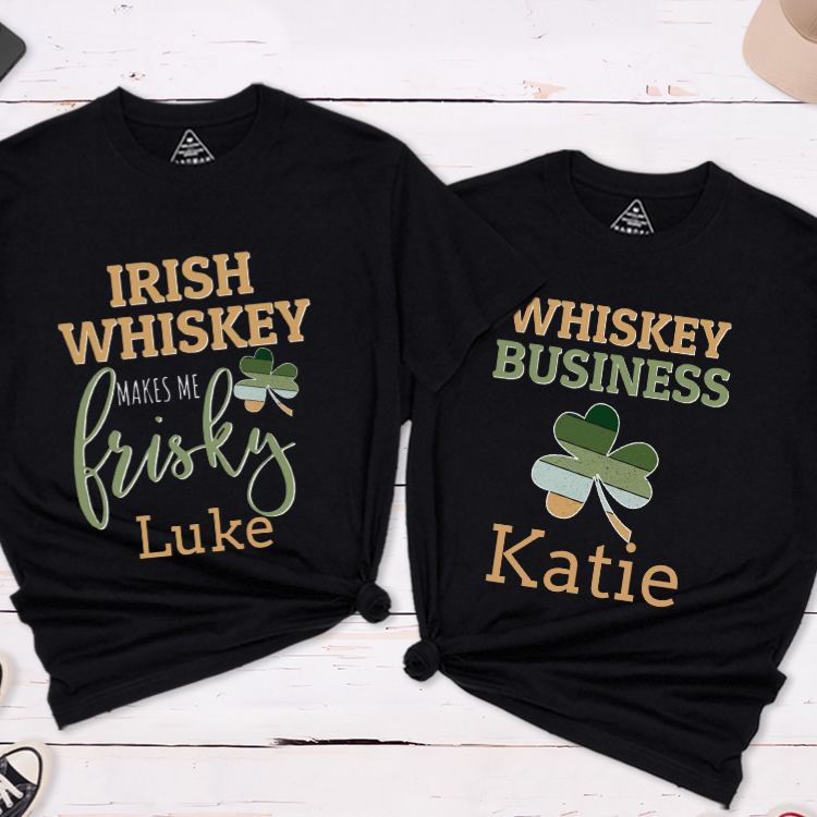 Personalized Irish Couple St. Patrick's Day Matching T-Shirt Shamrock Couple Shirt