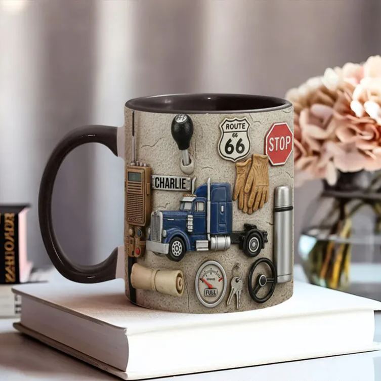 Personalized Trucker Accent Mug Best Truck Driver Custom Name Mug Unique Gift for Drivers