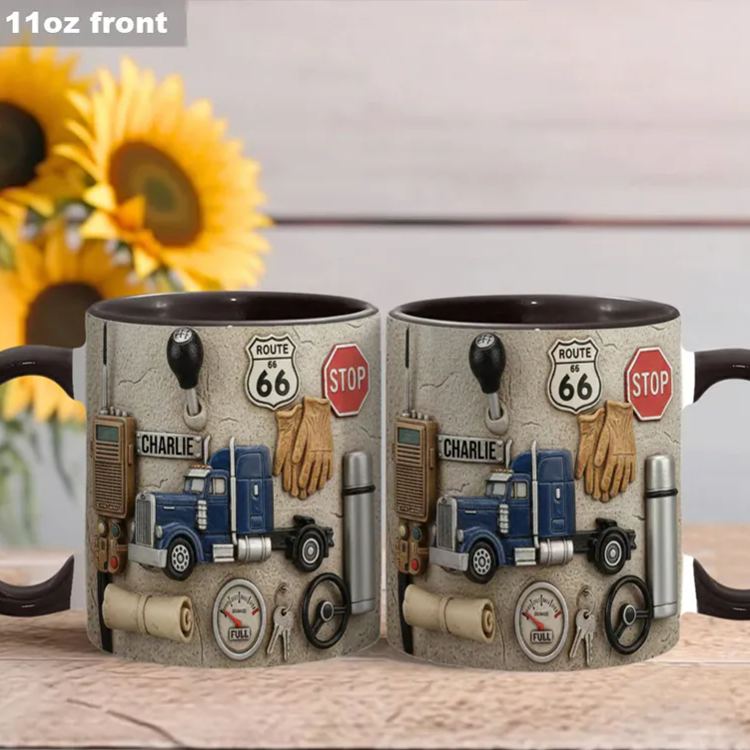Personalized Trucker Accent Mug Best Truck Driver Custom Name Mug Unique Gift for Drivers