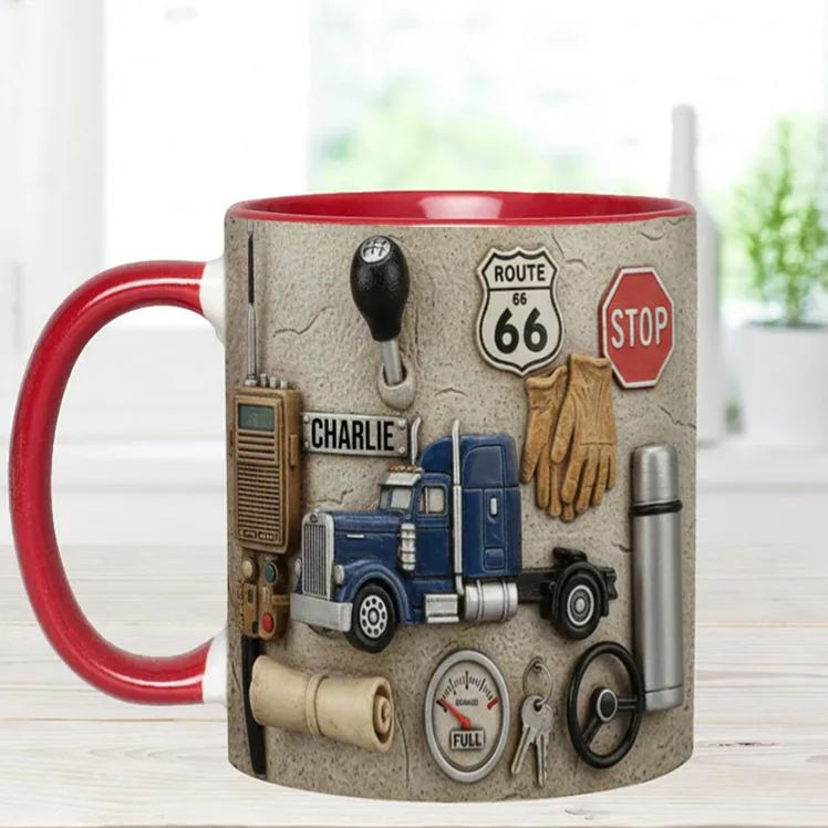 Personalized Trucker Accent Mug Best Truck Driver Custom Name Mug Unique Gift for Drivers