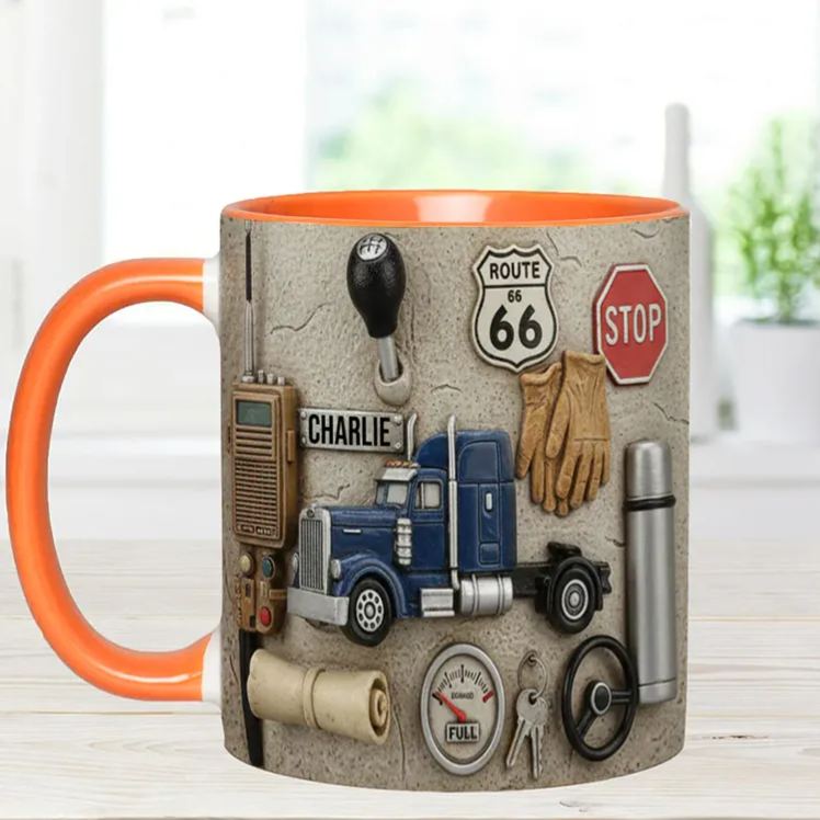 Personalized Trucker Accent Mug Best Truck Driver Custom Name Mug Unique Gift for Drivers