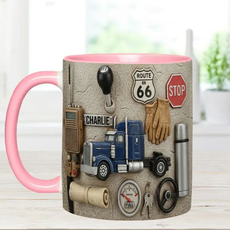 Personalized Trucker Accent Mug Best Truck Driver Custom Name Mug Unique Gift for Drivers