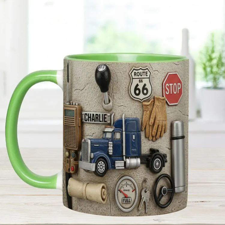 Personalized Trucker Accent Mug Best Truck Driver Custom Name Mug Unique Gift for Drivers