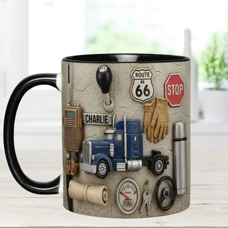 Personalized Trucker Accent Mug Best Truck Driver Custom Name Mug Unique Gift for Drivers