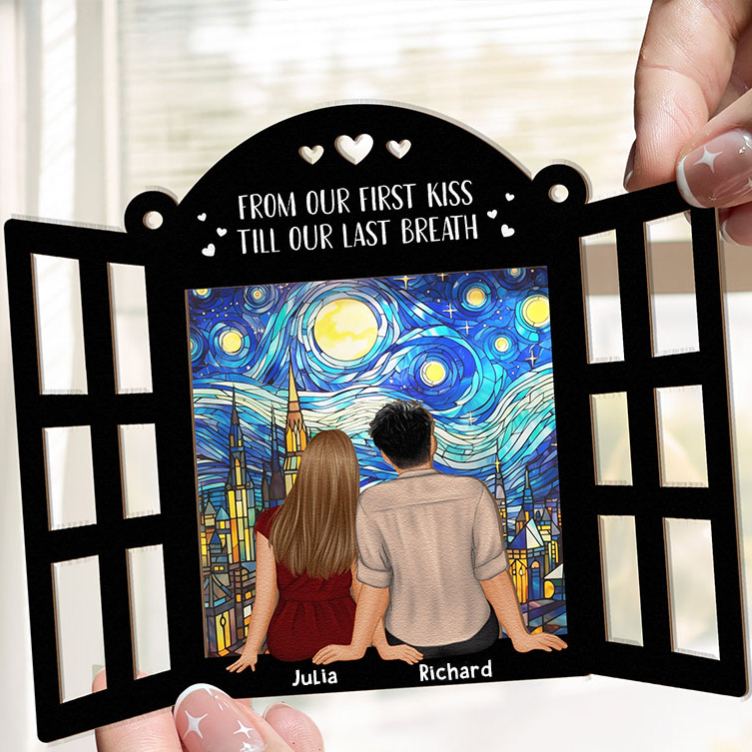 Personalized Window Hanging Suncatcher Ornament Custom Together Since Couples Window Frame Hanging Decor Valentine's Anniversary Gift