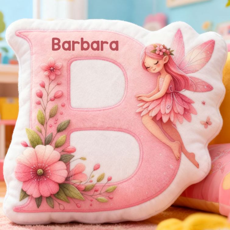 Personalized Flower Girl Pink Floral Fairy Graphic 3D Printed 26 Letters Pillow Custom Girl friend Name Cushion Valentines Day Christmas Gift for Her