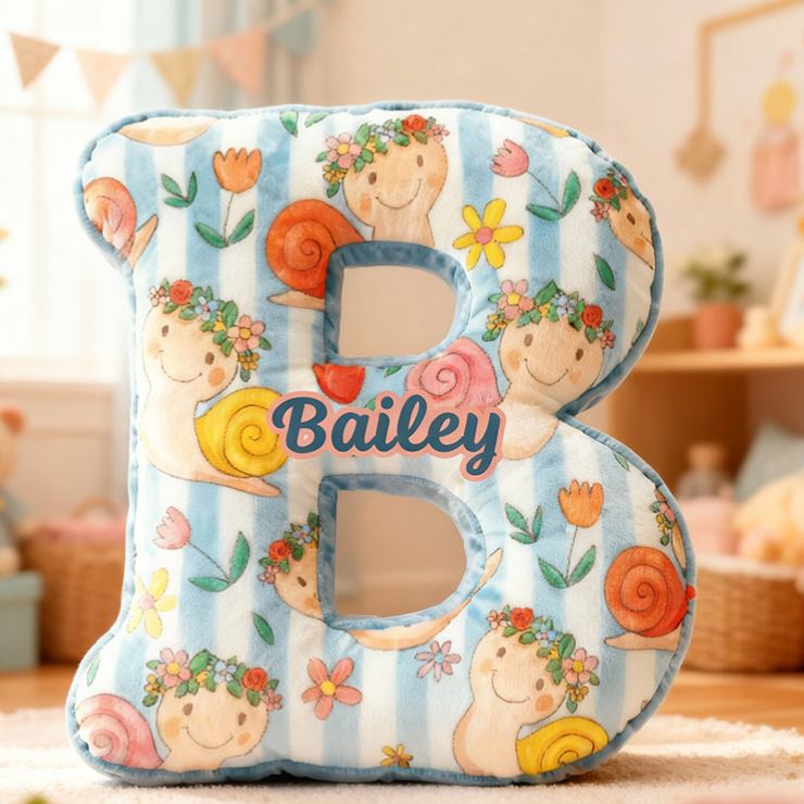 Personalized Blue Snails Flora Letter Pillow Initial Flower Throw Pillow Custom Holiday Home Decor Letter Pillow for Flower Girl for Girl friend
