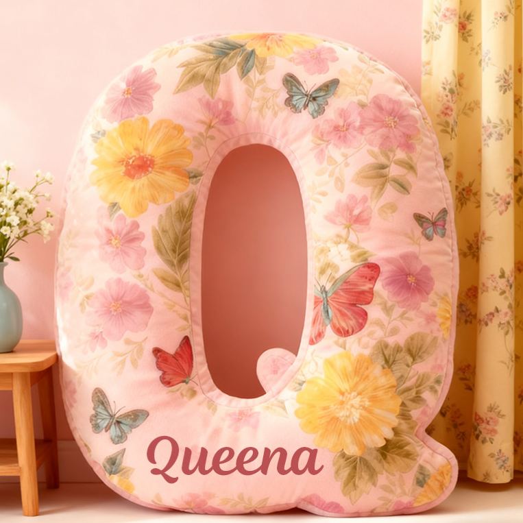 Personalized Flower Girl Oil Painting Style Butterfly Floral 26 Letters Pillow Girl friend Graphic 3D Printed Cushion Valentines Day Xmas Gift for Her