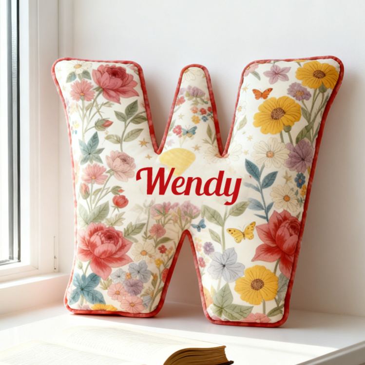 Personalized Floral Letter Pillow Custom Sunflower Rose Daisy Graphic Initial Throw Pillow Christmas Holiday Decor Pillow for Her