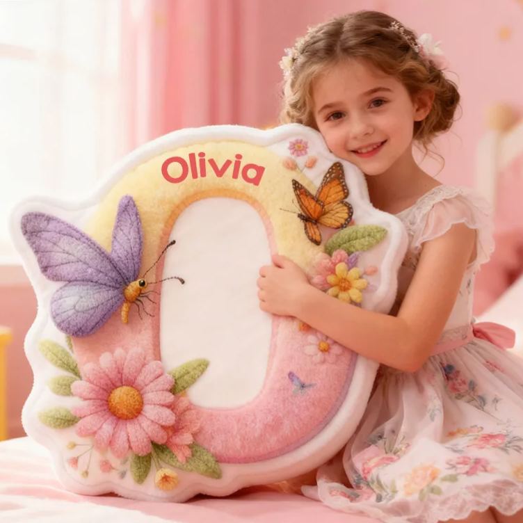 Personalized Flower Girl Floral Butterfly 26 Letters Pillow Custom Girl friend Graphic 3D Printed Alphabet Initials Cushion Birthday Gift for Her