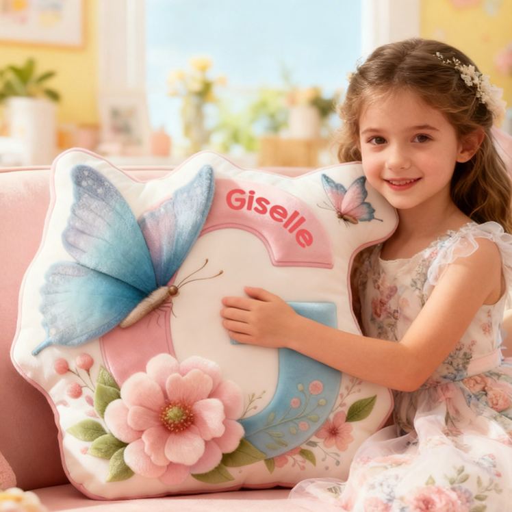 Personalized Flower Girl Floral Butterfly 26 Letters Pillow Custom Girl friend Graphic 3D Printed Alphabet Initials Cushion Birthday Gift for Her