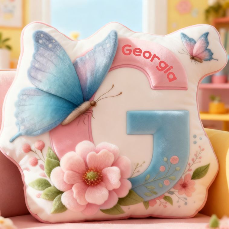 Personalized Flower Girl Floral Butterfly 26 Letters Pillow Custom Girl friend Graphic 3D Printed Alphabet Initials Cushion Birthday Gift for Her