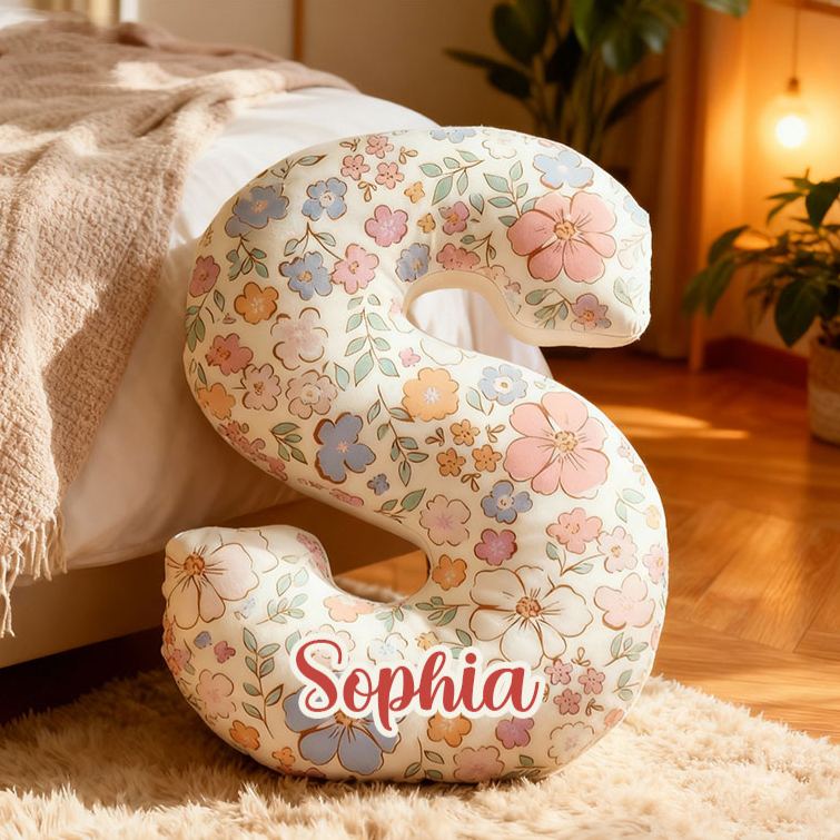 Personalized Floral Letter Pillow for Flower Girl Custom Full Print Flowers Initial Throw Pillow for Her Holiday Home Decor Floral Lovers Pillow