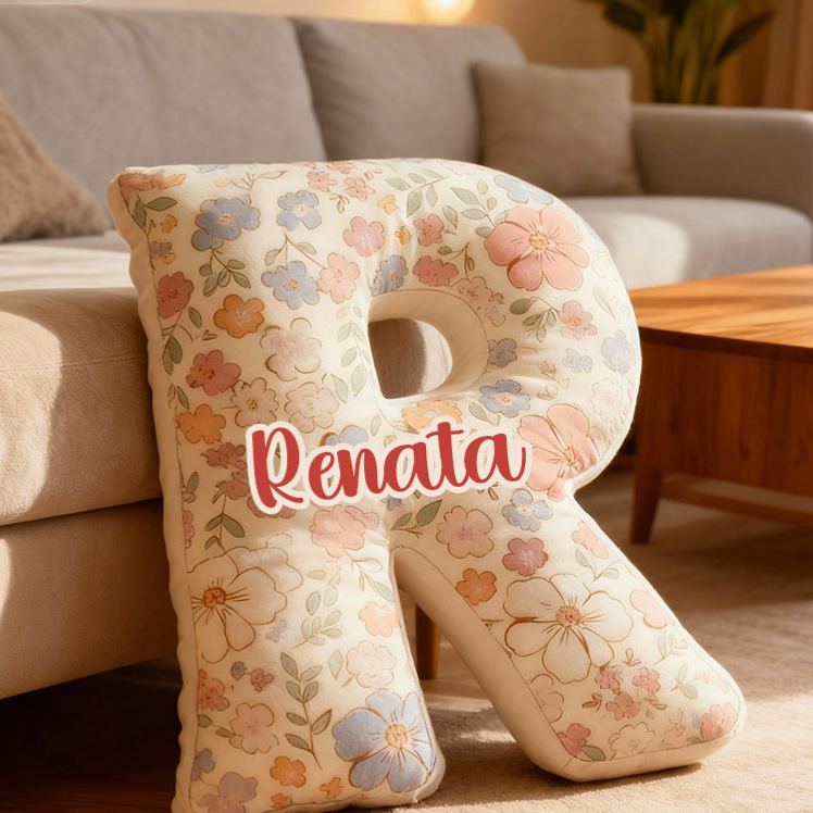 Personalized Floral Letter Pillow for Flower Girl Custom Full Print Flowers Initial Throw Pillow for Her Holiday Home Decor Floral Lovers Pillow