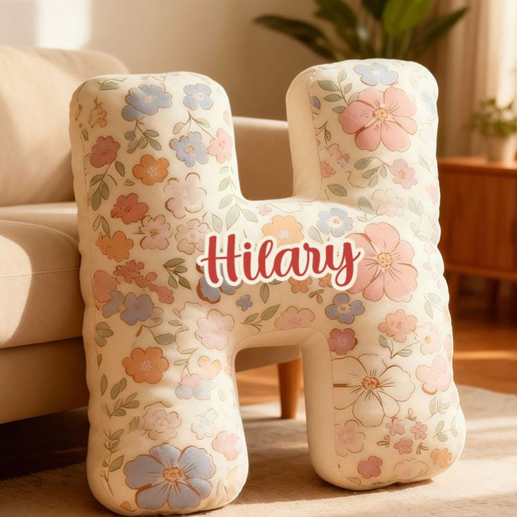 Personalized Floral Letter Pillow for Flower Girl Custom Full Print Flowers Initial Throw Pillow for Her Holiday Home Decor Floral Lovers Pillow