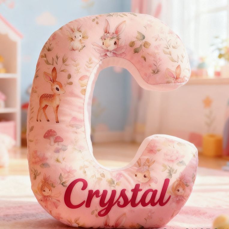 Personalized Flower Girl Floral Rabbit Fairy 26 Letters Pillow Custom Girl friend Mushroom Graphic 3D Printed Alphabet Cushion Birthday Gift for Her