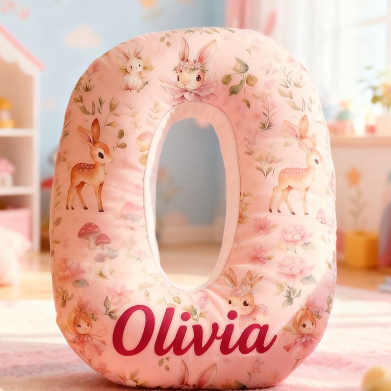 Personalized Flower Girl Floral Rabbit Fairy 26 Letters Pillow Custom Girl friend Mushroom Graphic 3D Printed Alphabet Cushion Birthday Gift for Her