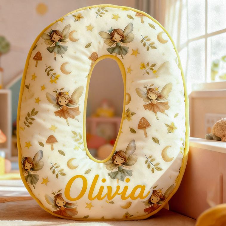 Personalized Flower Girl Yellow Flower Fairy 26 Letters Pillow Custom Girl friend Graphic 3D Printed Alphabet Initials Cushion Birthday Gift for Her