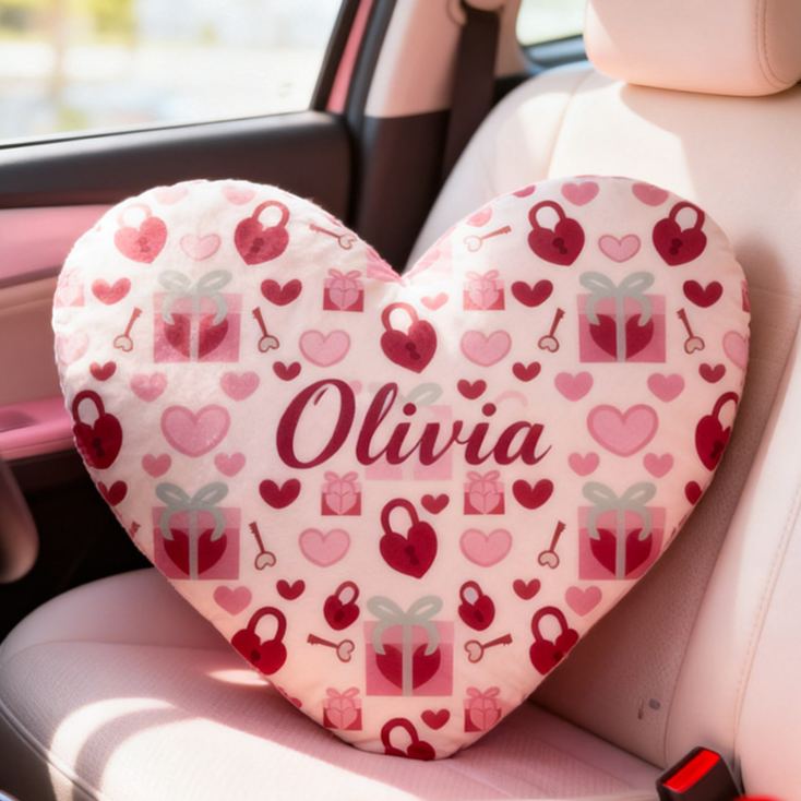 Personalized Girl friend Heart Shaped Love Lock Pillow Custom Couple Name Valentines Day Cushion Anniversary Date Night Gift for Her Wife Girlfriend