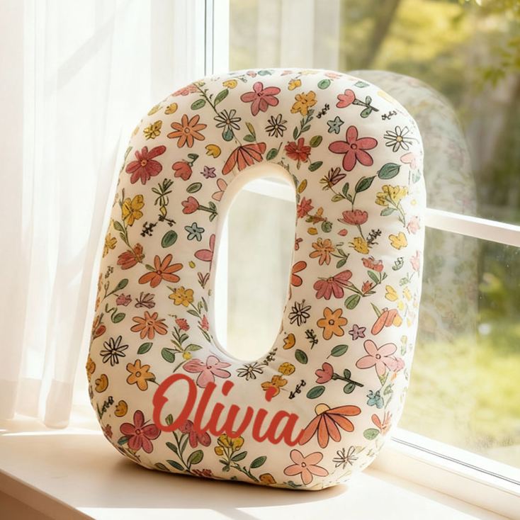 Personalized Floral Initial Pillow for Flower Girl Flowers Letter Throw Pillow for Her Christmas Gift Decor Pillow