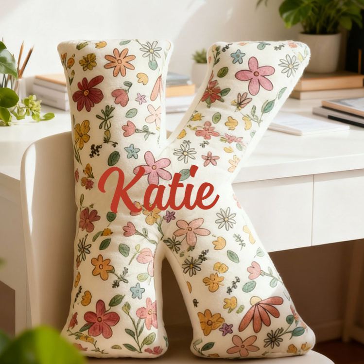 Personalized Floral Initial Pillow for Flower Girl Flowers Letter Throw Pillow for Her Christmas Gift Decor Pillow