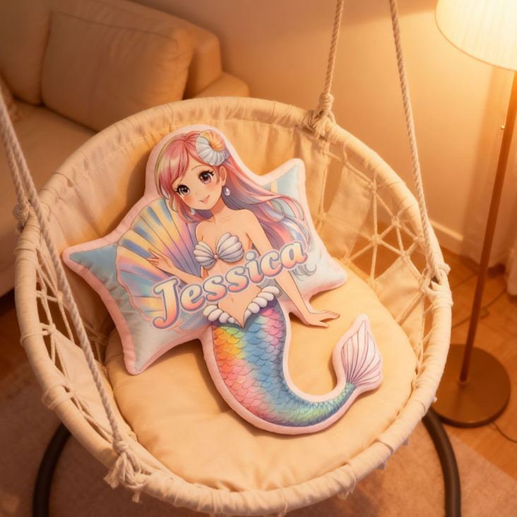 Personalized Dreamy Mermaid Design Custom Names Couple Home Pillow Romantic Valentine's Day Gift for Girlfriend for Wife for Flower Girl