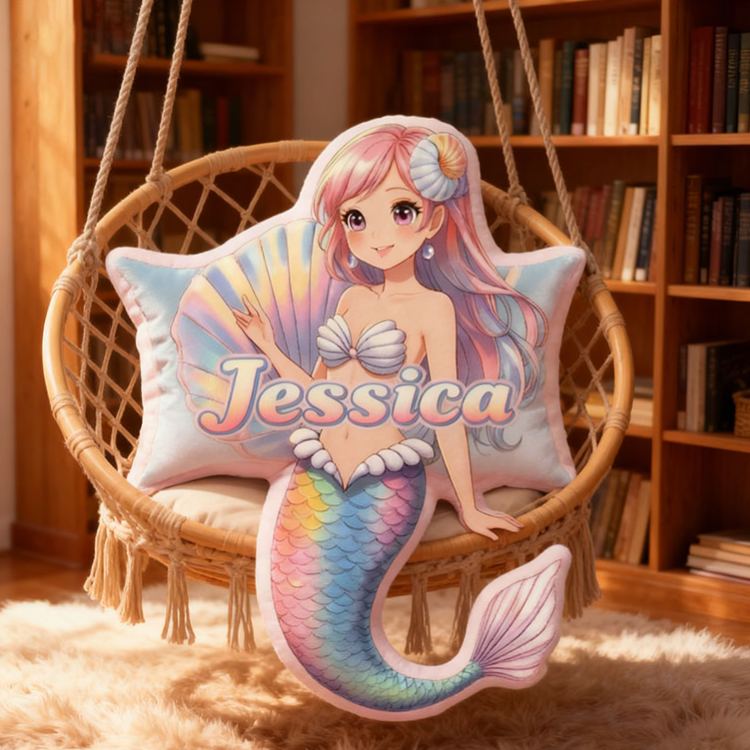 Personalized Dreamy Mermaid Design Custom Names Couple Home Pillow Romantic Valentine's Day Gift for Girlfriend for Wife for Flower Girl