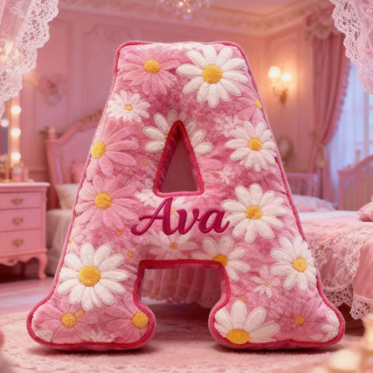 [Copy]Personalized Colorful Flora Letter Pillow Initial Flower Throw Pillow Custom Holiday Home Decor Letter Pillow for Flower Girl for Girl friend