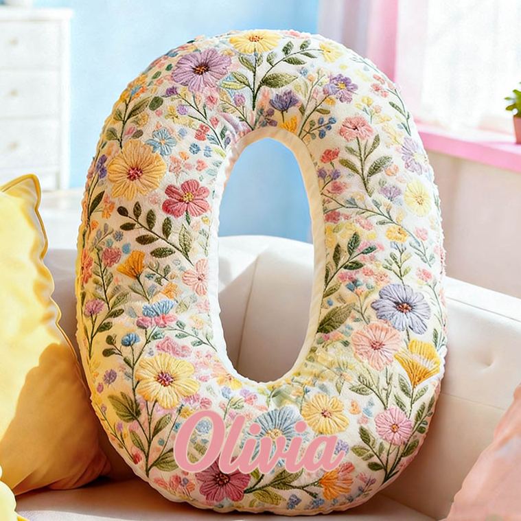 Personalized Flower Girl Delicate Floral 26 Letters Pillow Custom Girl friend Name Graphic 3D Printed Cushion Christmas Valentine's Day Gift for Her