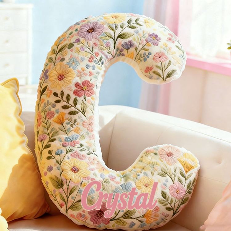 Personalized Flower Girl Delicate Floral 26 Letters Pillow Custom Girl friend Name Graphic 3D Printed Cushion Christmas Valentine's Day Gift for Her