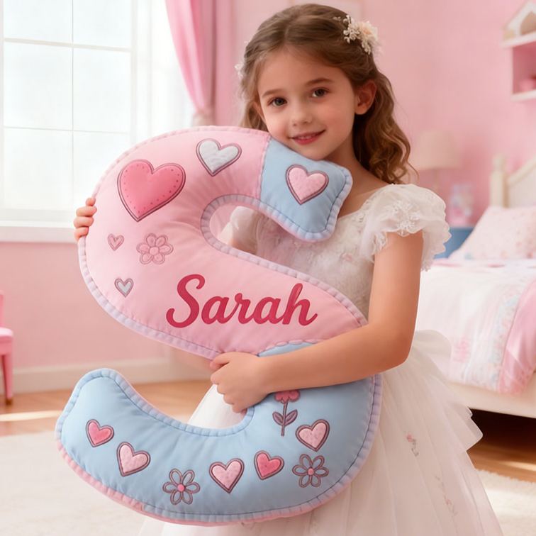 Personalized Flower Girl Floral Heart Pink Plaid Graphic 3D Printed Pillow Custom Girl friend Name Cushion Valentine's Day Gift Christmas Gift for Her