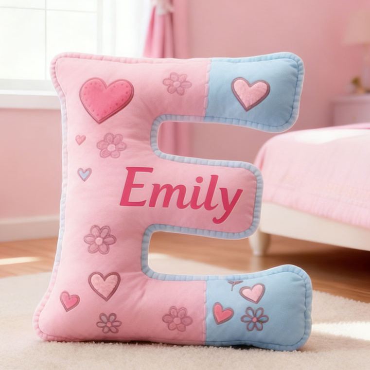 Personalized Flower Girl Floral Heart Pink Plaid Graphic 3D Printed Pillow Custom Girl friend Name Cushion Valentine's Day Gift Christmas Gift for Her