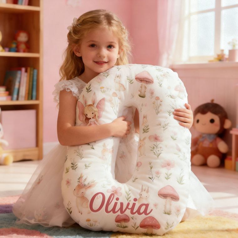 Personalized Flower Girl Floral Mushrooms Fairy Graphic 3D Printed Pillow Custom Girl friend Name Cushion Valentine's Day Gift Christmas Gift for Her