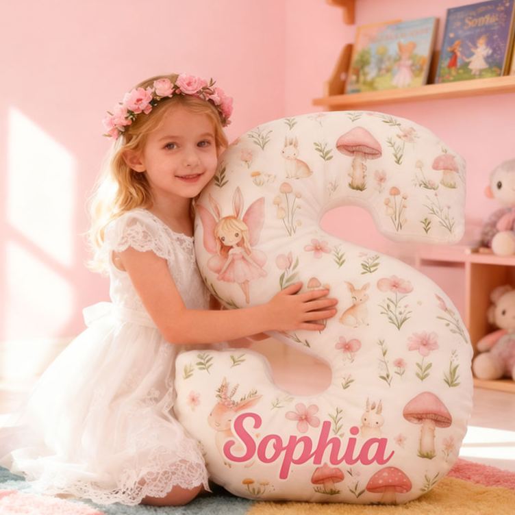 Personalized Flower Girl Floral Mushrooms Fairy Graphic 3D Printed Pillow Custom Girl friend Name Cushion Valentine's Day Gift Christmas Gift for Her