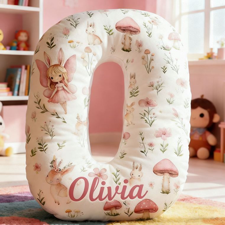 Personalized Flower Girl Floral Mushrooms Fairy Graphic 3D Printed Pillow Custom Girl friend Name Cushion Valentine's Day Gift Christmas Gift for Her