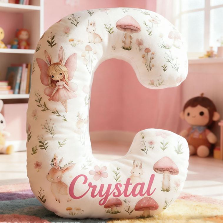Personalized Flower Girl Floral Mushrooms Fairy Graphic 3D Printed Pillow Custom Girl friend Name Cushion Valentine's Day Gift Christmas Gift for Her