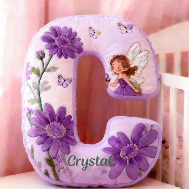 Personalized Flower Girl Purple Floral Fairy Graphic 3D Printed Pillow Custom Girl friend Name Cushion Valentine's Day Gift Christmas Gift for Her
