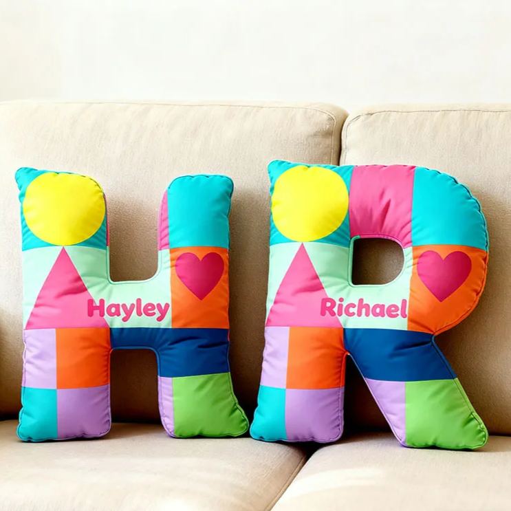 Personalized Alphabet Pillows Colorful Cozy Custom Home Decor Throw Pillow Geometry Pillow for Him