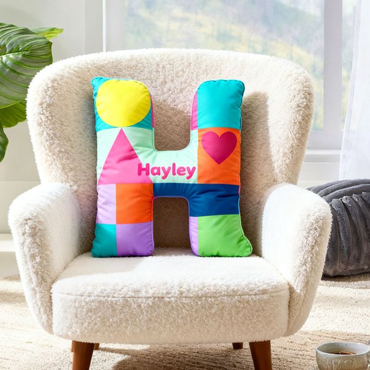 Personalized Alphabet Pillows Colorful Cozy Custom Home Decor Throw Pillow Geometry Pillow for Him