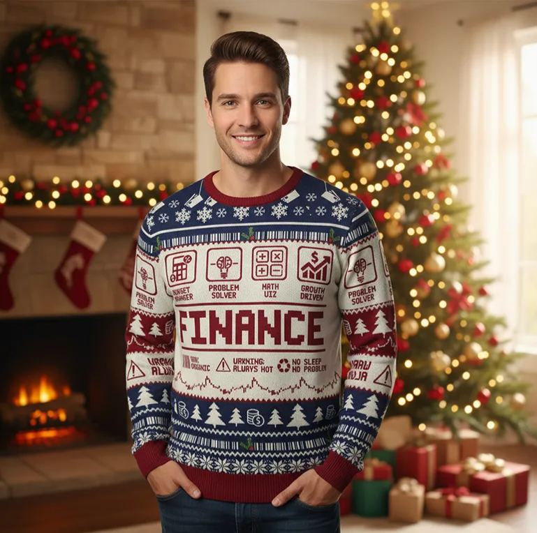 Personalized Funny Accounting Finance Ugly Christmas Sweater Gift for Accounting Finance Professionals