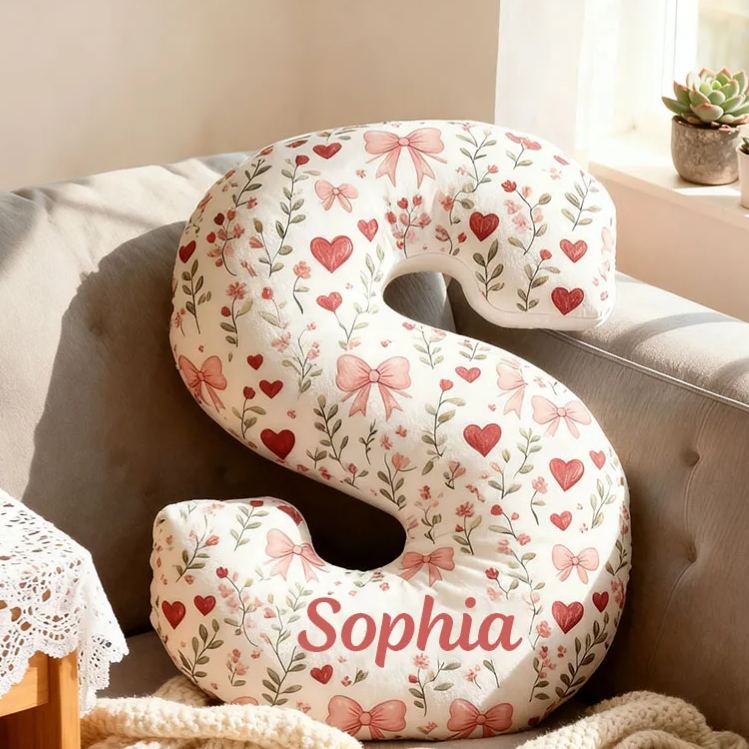 Personalized Flower Girl Floral Initial Pillow Home Decor Pillow Flower Girl Christmas Pillow