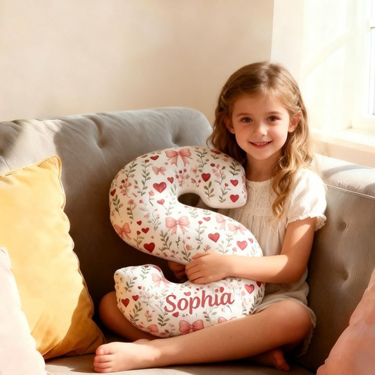 Personalized Flower Girl Floral Initial Pillow Home Decor Pillow Flower Girl Christmas Pillow